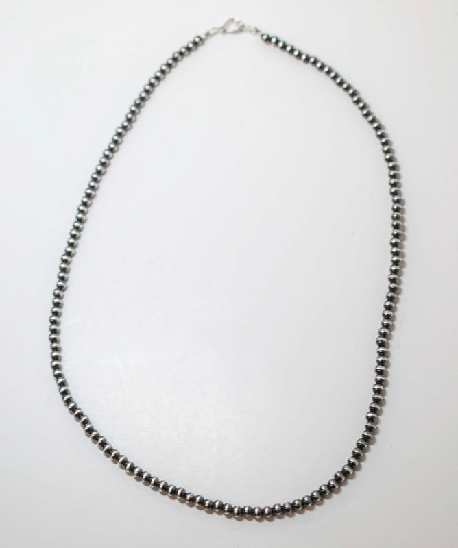 SILVER 4MM 16"NAVAJO PEARL NECKLACE-JAN MARIANO SILVER 4MM 16"NAVAJO PEARL NECKLACE-JAN MARIANO