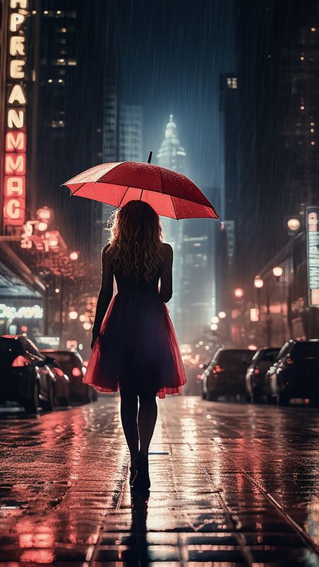 Girl in Rain 24&quot; x 16&quot; Acrylic on Metal