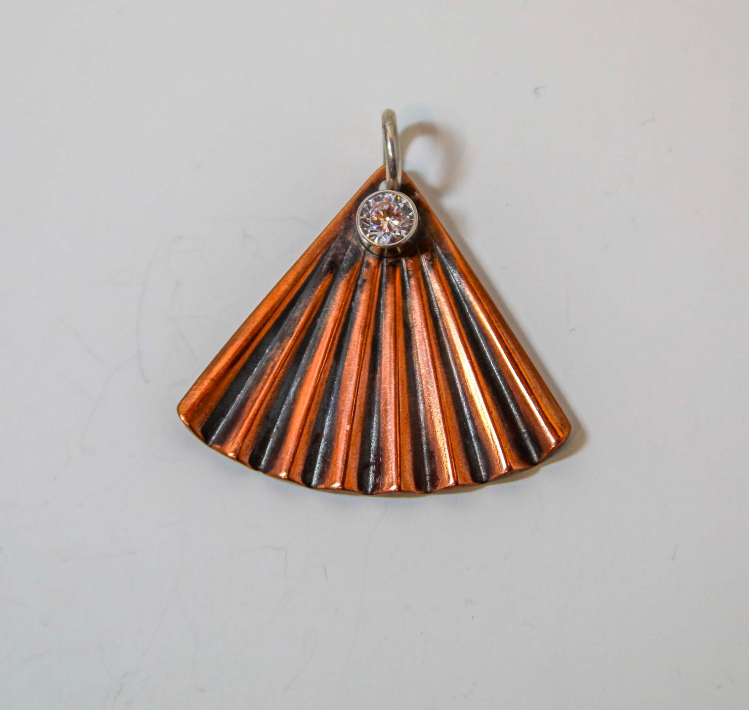 MIXED METALS  CZ FAN PENDANT