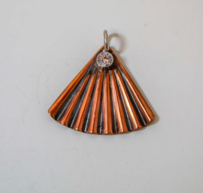 MIXED METALS  CZ FAN PENDANT