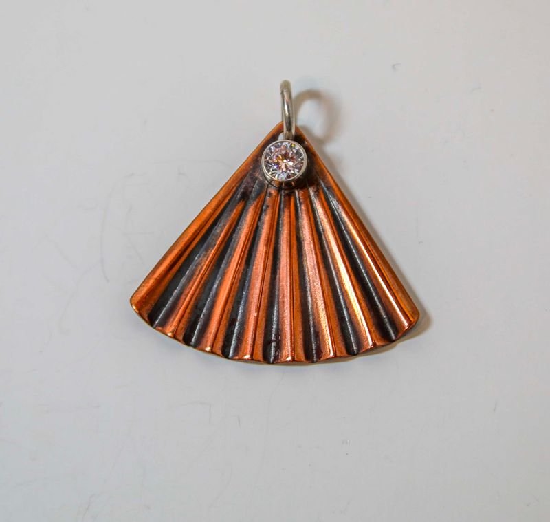 MIXED METALS CZ FAN PENDANT MIXED METALS CZ FAN PENDANT