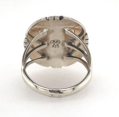 SILVER TURQUOISE RING - NAVAJO - SAMUEL YELLOWHAIR SIZE 8.5