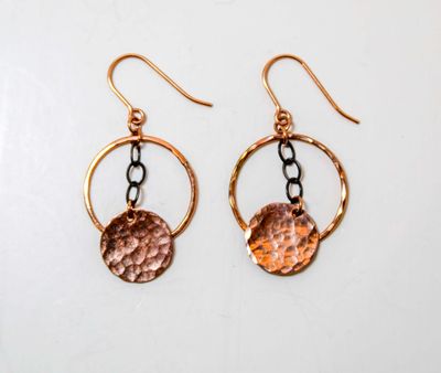 ROSE &amp; GOLD FILLED &amp; OXIDIZED SILVER EARRINGS ASE28