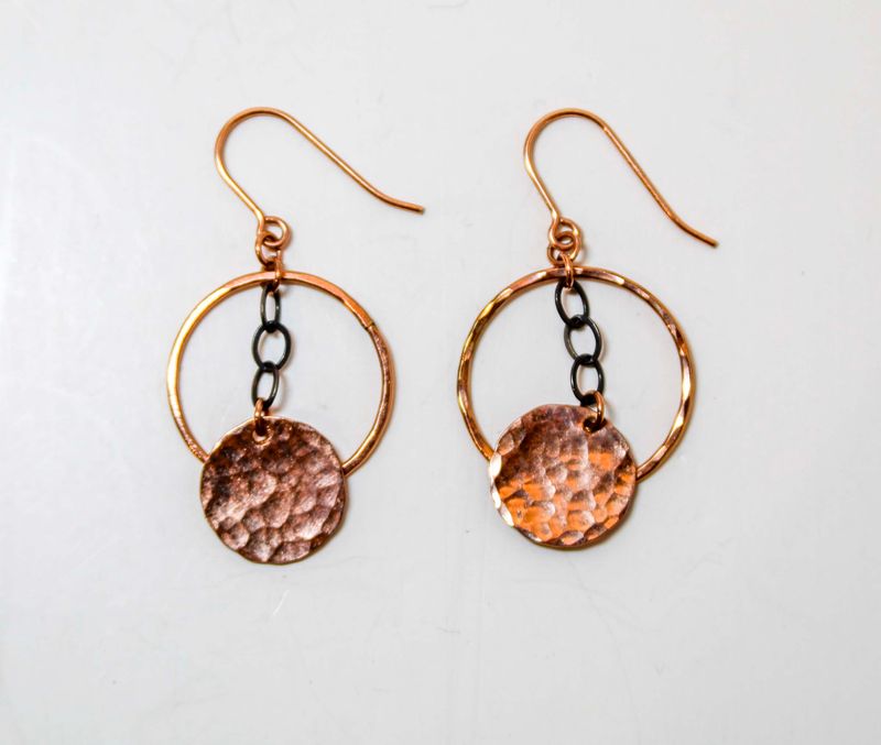 ROSE &amp; GOLD FILLED &amp; OXIDIZED SILVER EARRINGS ASE28