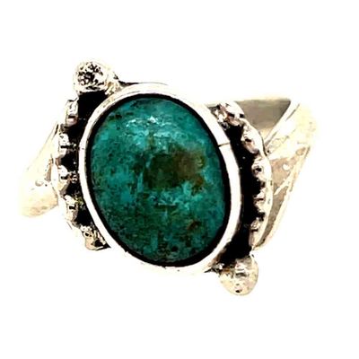 SILVER TURQUOISE RING NAVAJO - ROBERT MARTINEZ - SIZE 5.5 SILVER TURQUOISE RING NAVAJO - ROBERT MARTINEZ - SIZE 5.5