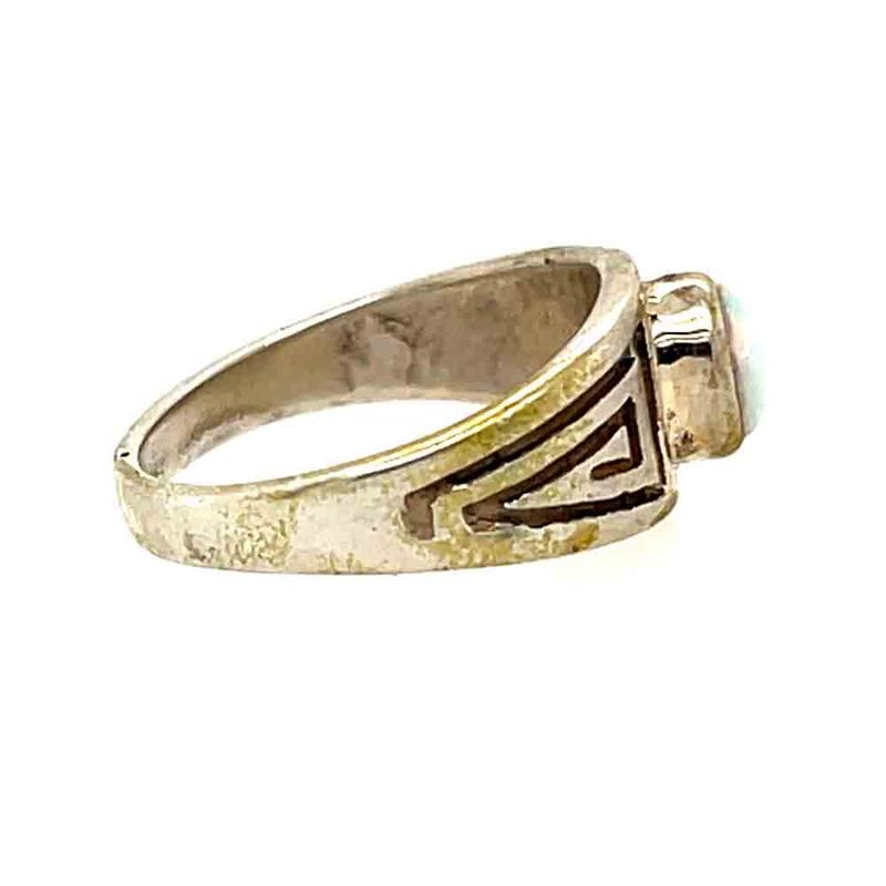 SILVER OPAL RING NAVAJO-JULIUS BURBANK - SIZE 5.5
