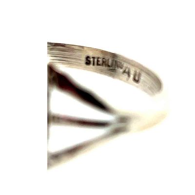 SILVER OVAL TURQUOISE RING-NAVAJO-AMOS BEGAY-9