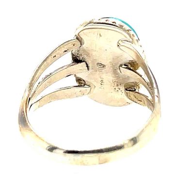 SILVER OVAL TURQUOISE RING-NAVAJO-ALICE SANDERS-8