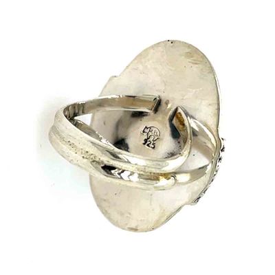 SILVER OVAL TURQUOISE RING-NAVAJO-SHARON MCCARTHY-8