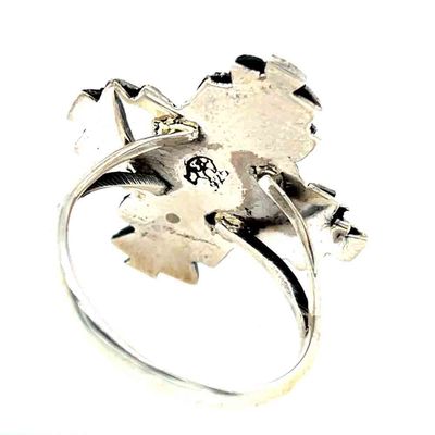 SILVER SQUARE TURQUOISE RING-NAVAJO-DOROTHY LEE-9