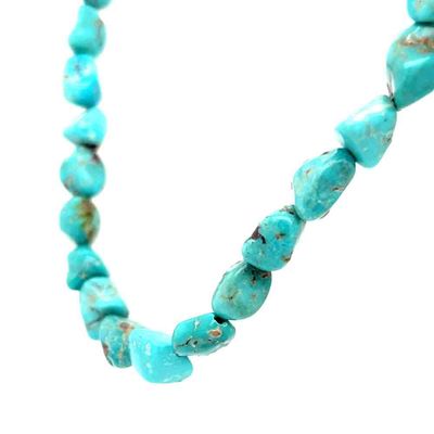 SILVER TURQUOISE BEADED NECKLACE - NAVAJO - CORRANE SMITH
