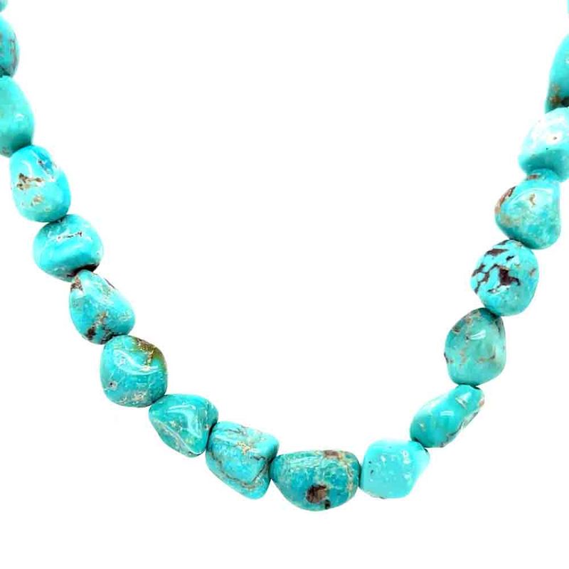 SILVER TURQUOISE BEADED NECKLACE - NAVAJO - CORRANE SMITH SILVER TURQUOISE BEADED NECKLACE - NAVAJO - CORRANE SMITH