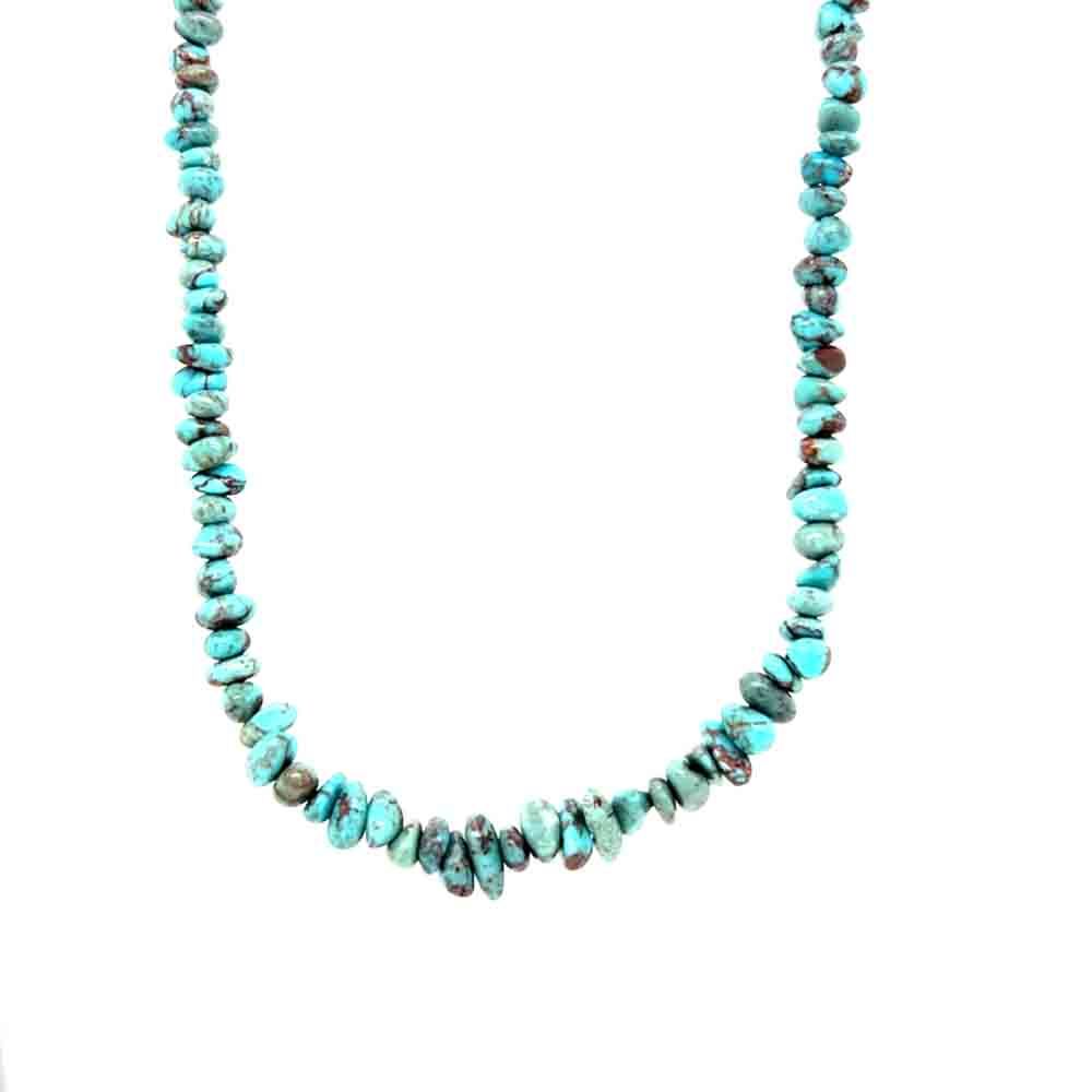 SILVER TURQUOISE BEADED NECKLACE - NAVAJO - CORRANE SMITH