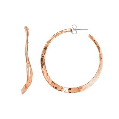COPPER HAMMERED WAVY HOOP EARRINGS COPPER HAMMERED WAVY HOOP EARRINGS