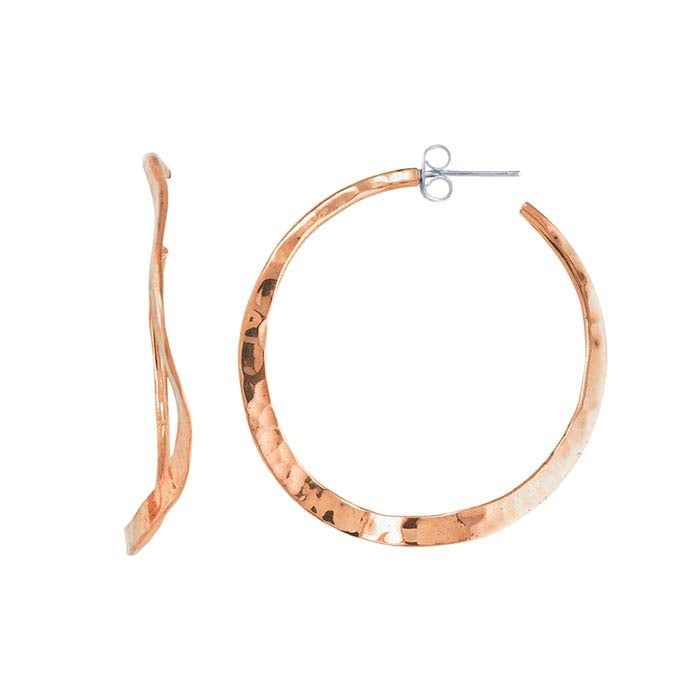 COPPER HAMMERED WAVY HOOP EARRINGS COPPER HAMMERED WAVY HOOP EARRINGS