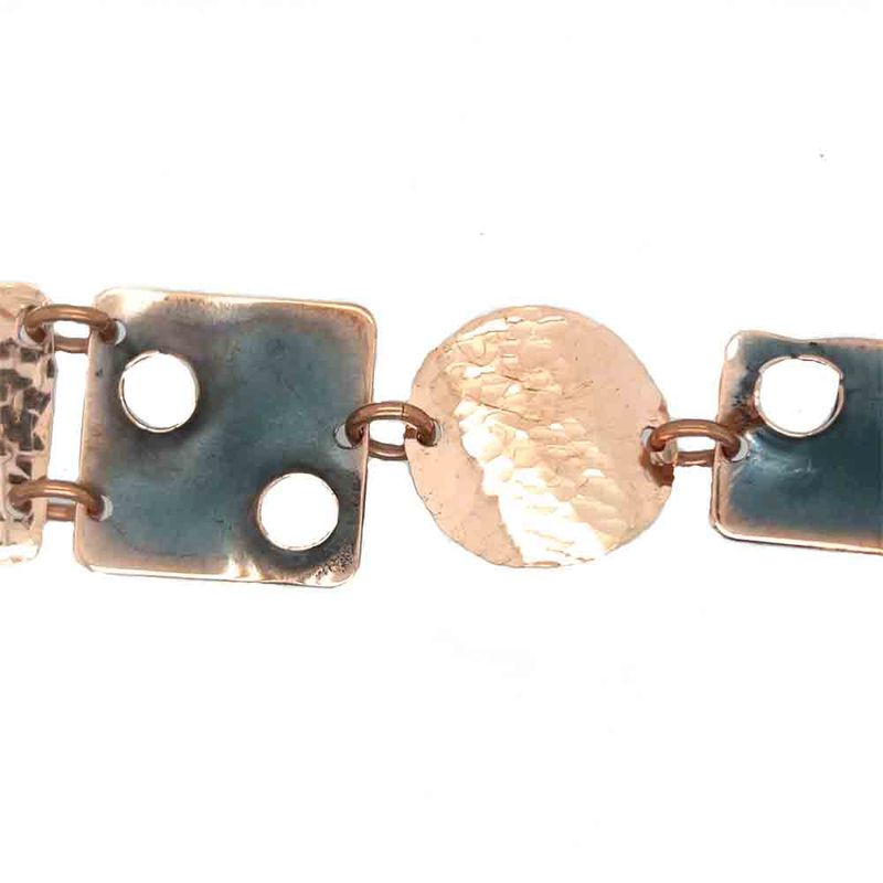 COPPER HAMMERED &amp; PUNCH-OUT LINK BRACELET