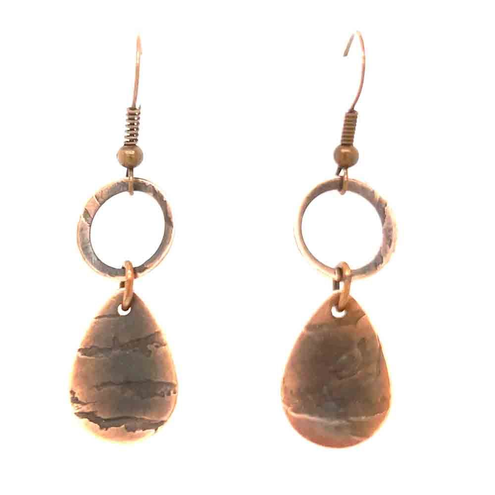COPPER TEARDROP &amp; ROUND ROLLED EARRINGS
