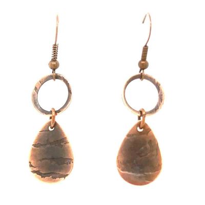 COPPER TEARDROP &amp; ROUND ROLLED EARRINGS
