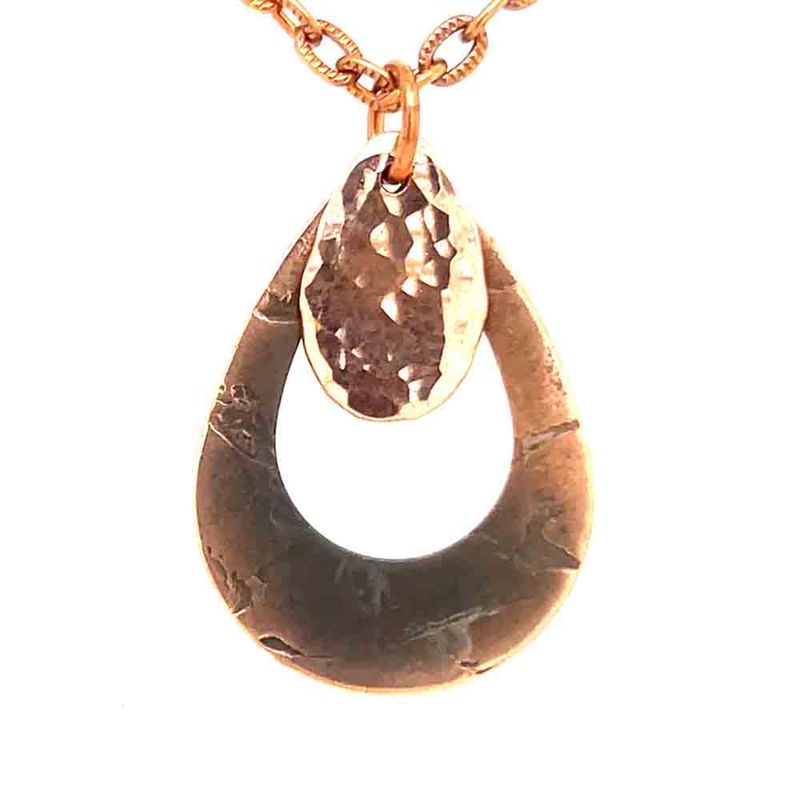 COPPER ROLLED &amp; HAMMERED TEARDROP NECKLACE