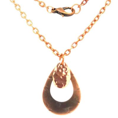 COPPER ROLLED &amp; HAMMERED TEARDROP NECKLACE