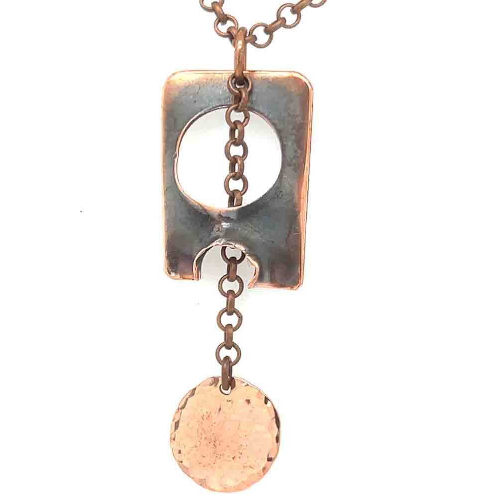 COPPER PUNCH-OUT &amp; HAMMERED DISCS NECKLACE