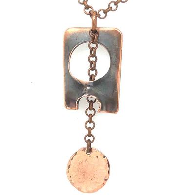 COPPER PUNCH-OUT &amp; HAMMERED DISCS NECKLACE