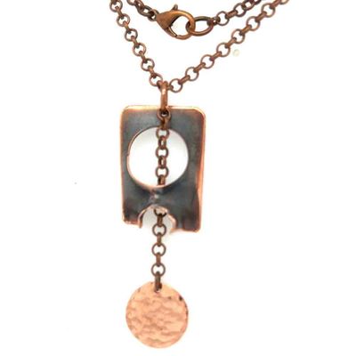 COPPER PUNCH-OUT &amp; HAMMERED DISCS NECKLACE