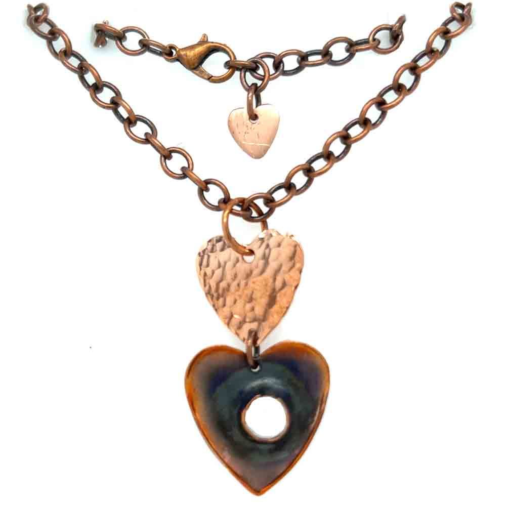 COPPER PUNCH-OUT &amp; HAMMERED HEARTS NECKLACE