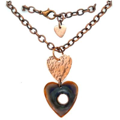 COPPER PUNCH-OUT &amp; HAMMERED HEARTS NECKLACE