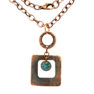 COPPER ROLLED SQUARE &amp; ROUND W/PATINA NECKLACE