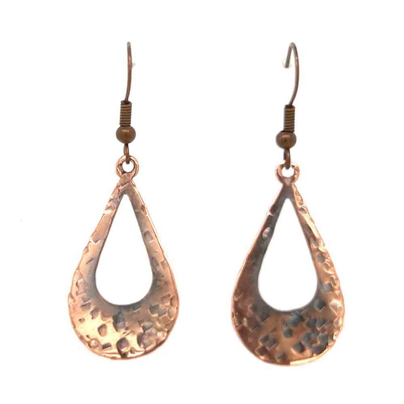 COPPER TEARDROP CUT-OUT HAMMERED EARRINGS COPPER TEARDROP CUT-OUT HAMMERED EARRINGS
