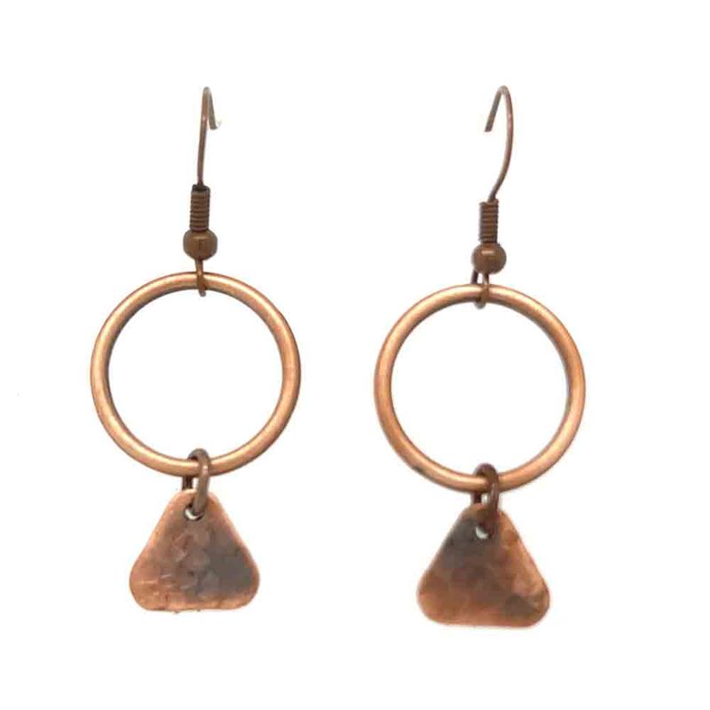 COPPER RING W/TEXTURED TRIANGLE EARRINGS COPPER RING W/TEXTURED TRIANGLE EARRINGS