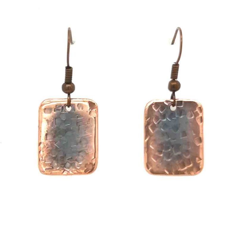 COPPER HAMMERED RECTANGLE EARRINGS COPPER HAMMERED RECTANGLE EARRINGS