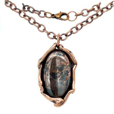 COPPER ARROYO NECKLACE OVAL W/JASPER &amp; COPPER