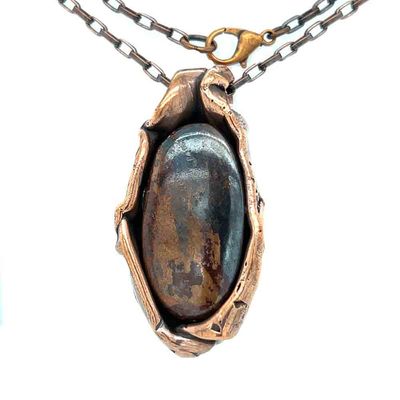 COPPER ARROYO NECKLACE OVAL W/JASPER & COPPER