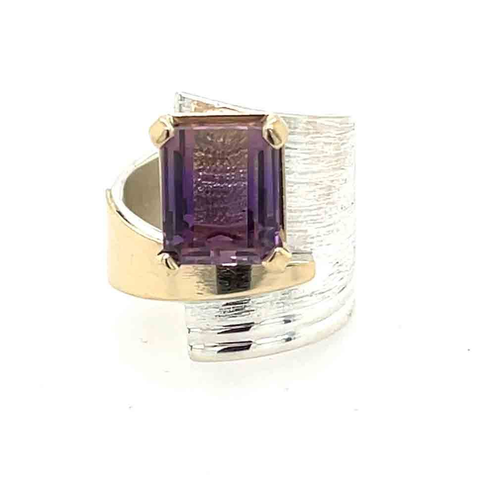 SILVER/14KT AMETRINE WRAP RING - SIZE 8