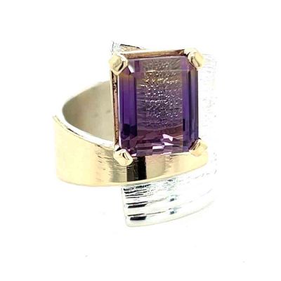 SILVER/14KT AMETRINE WRAP RING - SIZE 8