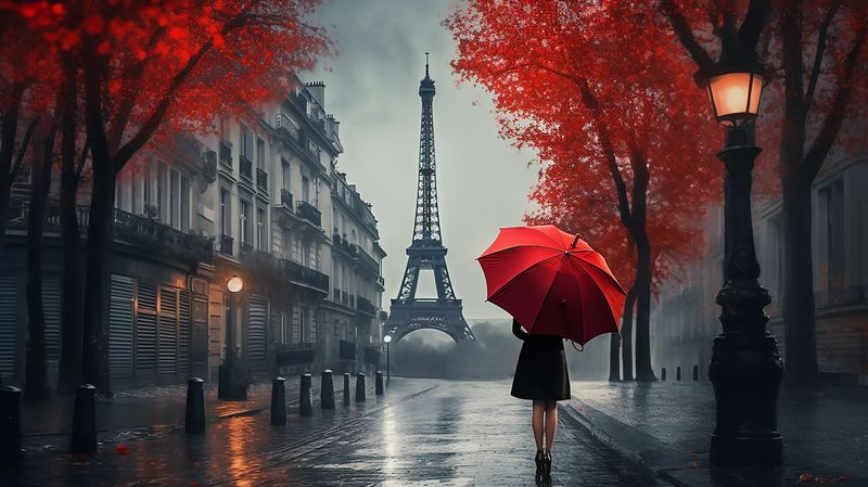 PARIS RAIN 16" x 24" Acrylic on Metal PARIS RAIN 16" x 24" Acrylic on Metal