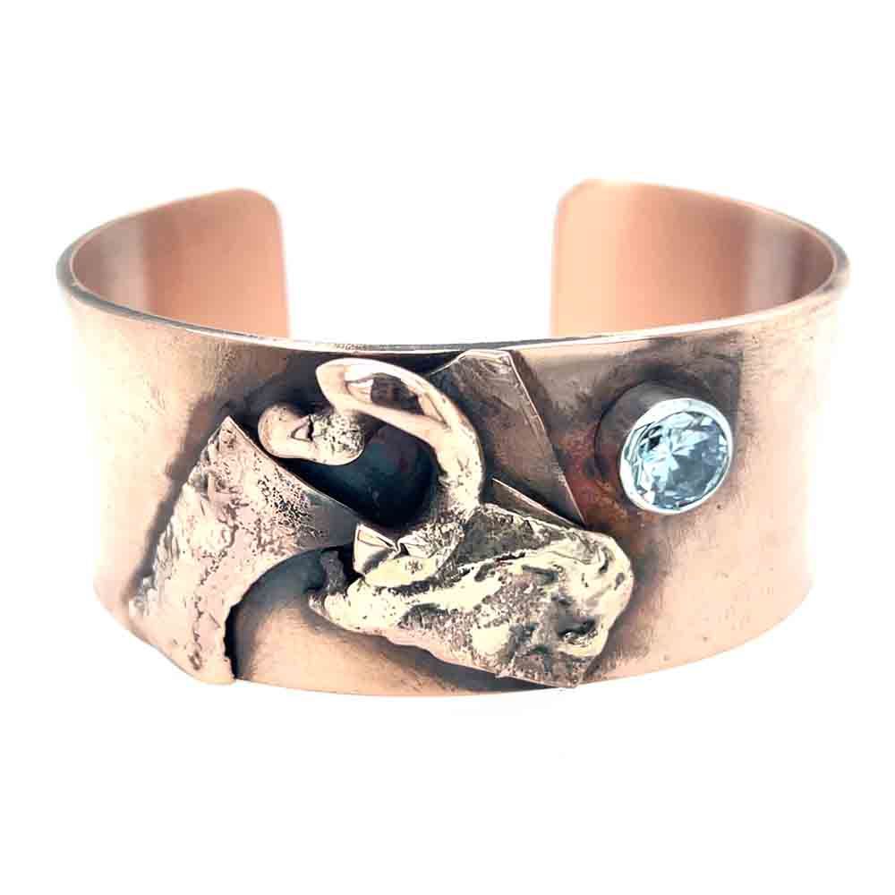 MIXED METALS OVERLAY &amp; CZ CUFF BRACELET
