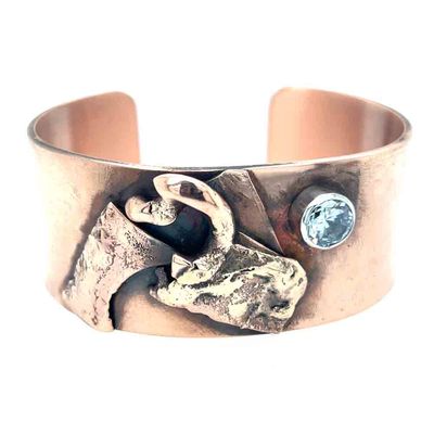 MIXED METALS OVERLAY &amp; CZ CUFF BRACELET