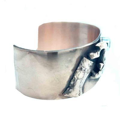 MIXED METALS OVERLAY &amp; CZ CUFF BRACELET
