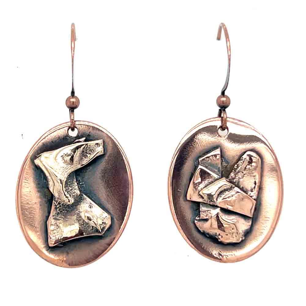 MIXED METALS OVERLAY OVAL EARRINGS