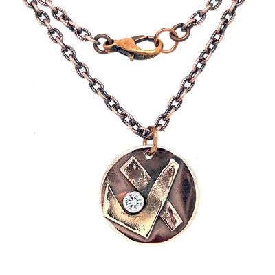 MIXED METALS OVERLAY & CZ ROUND NECKLACE MIXED METALS OVERLAY & CZ ROUND NECKLACE