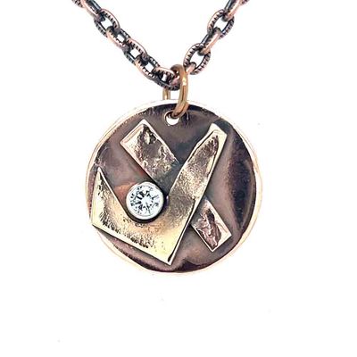 MIXED METALS OVERLAY &amp; CZ ROUND NECKLACE