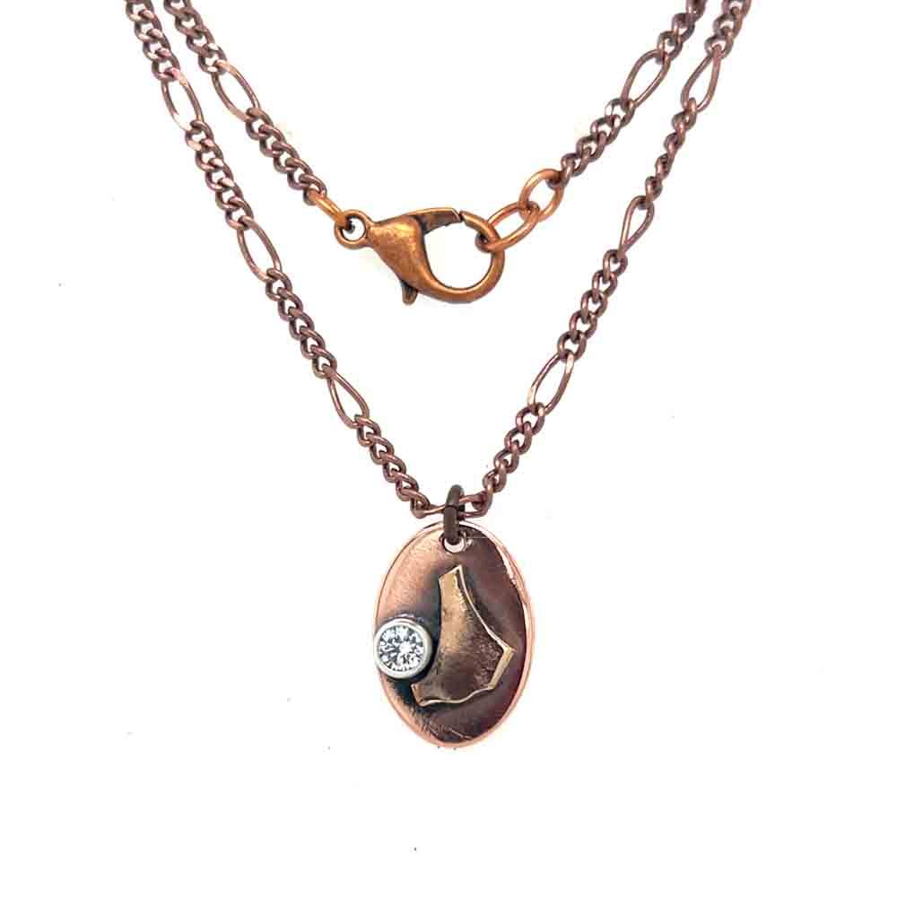 MIXED METALS OVERLAY &amp; CZ OVAL NECKLACE