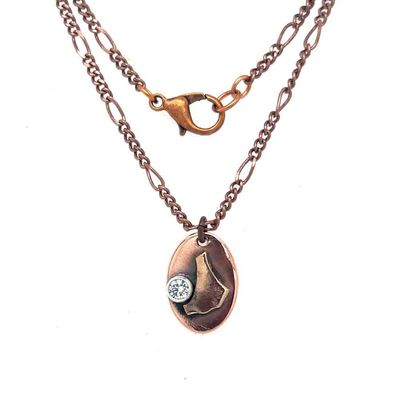 MIXED METALS OVERLAY & CZ OVAL NECKLACE MIXED METALS OVERLAY & CZ OVAL NECKLACE