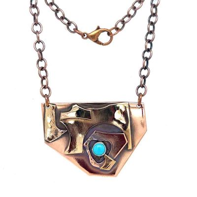 MIXED METALS OVERLAY & TURQUOISE NECKLACE MIXED METALS OVERLAY & TURQUOISE NECKLACE