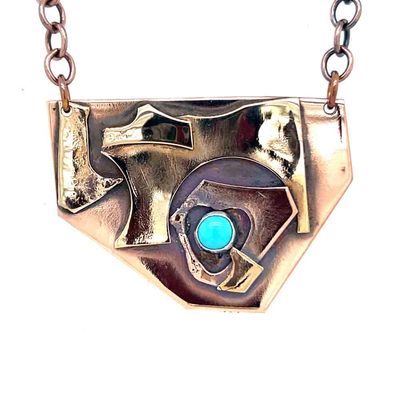 MIXED METALS OVERLAY &amp; TURQUOISE NECKLACE