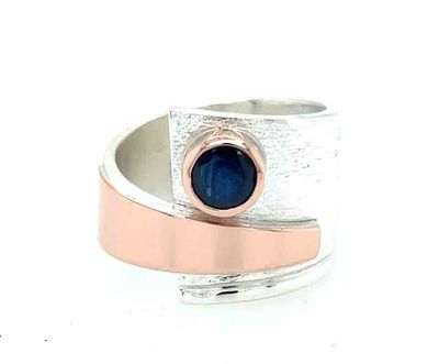 SILVER/14KT SAPPHIRE WRAP RING - SIZE - 8