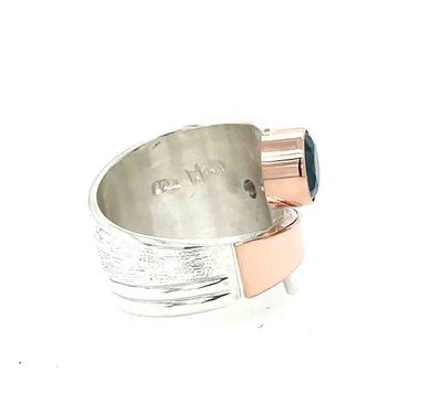 SILVER/14KT TOPAZ &amp; DIAMOND WRAP RING - SIZE 7.5